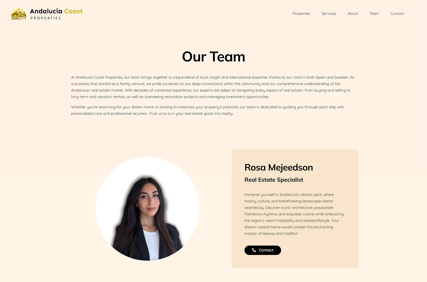 A second view of the Andalucia Coast Properties team page
