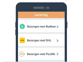 Shipping options screen showing DHL alongside Budbee and PostNL