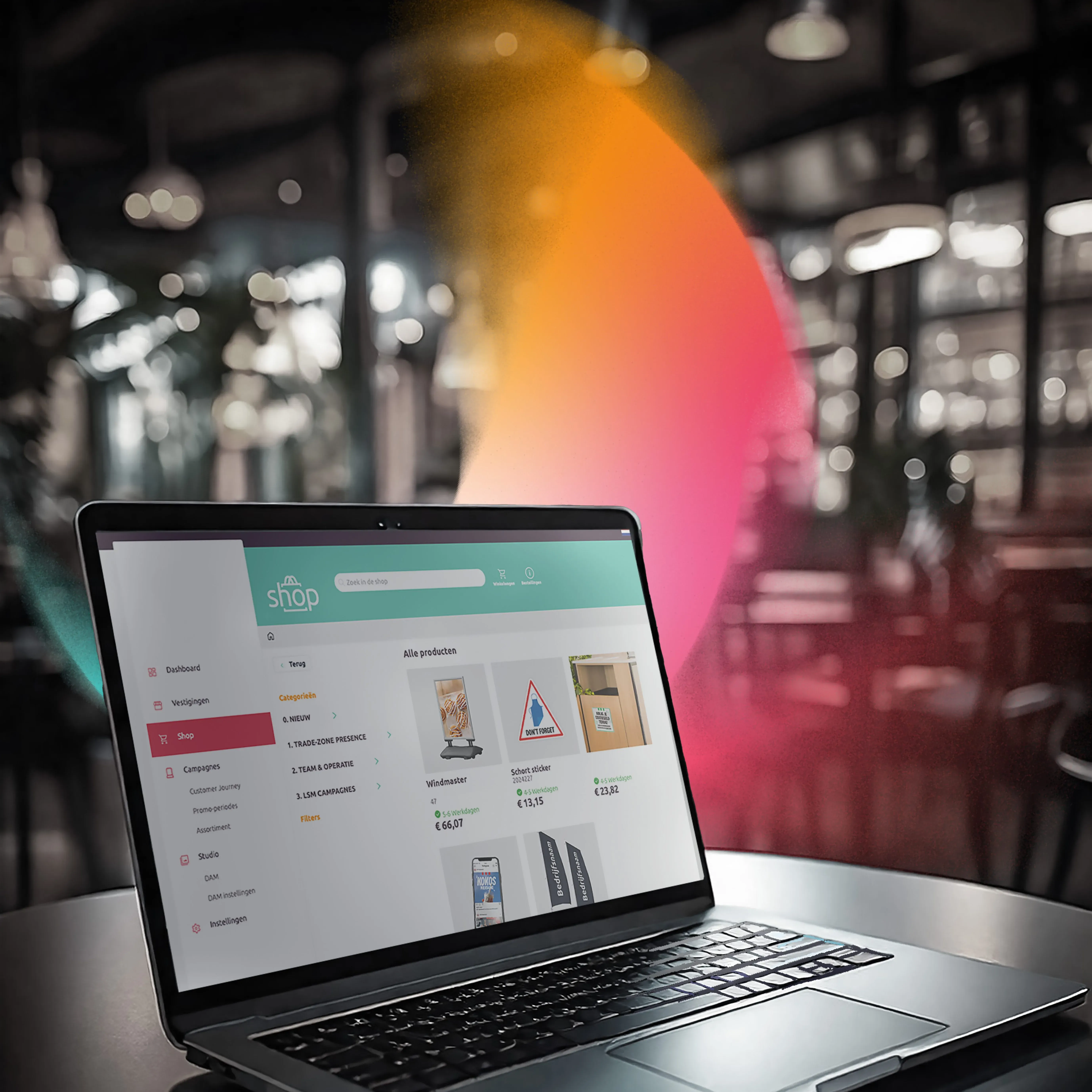 Yournii content-management interface displayed on a laptop